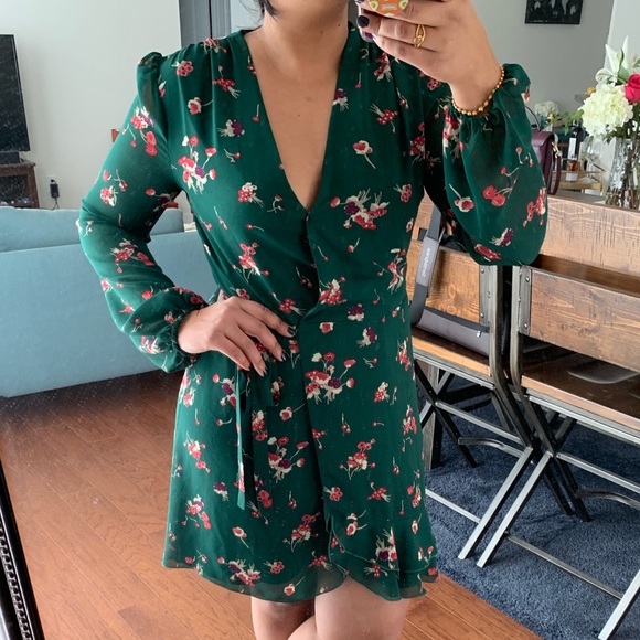 wayf floral wrap dress